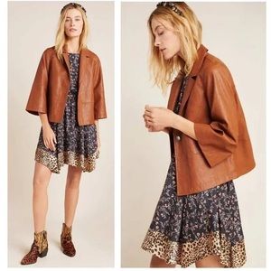 NWT Anthropologie Hayden Embroidered Faux Leather Jacket.